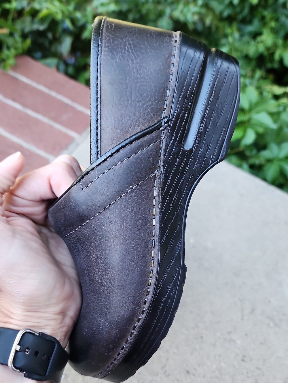Dansko Dark Brown Leather Slip-On Clogs - Picture 11 of 17